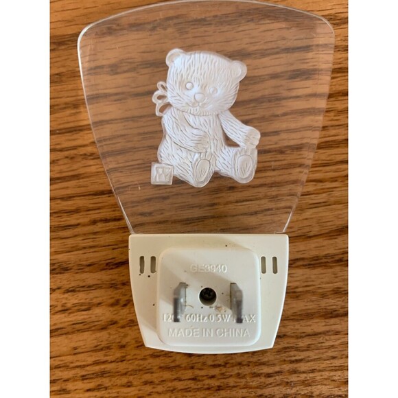 VTG 90s 80s Teddy Bear GE Electric Light Up Night Lite Kids Toy Glass Plug IN - Picture 5 of 6